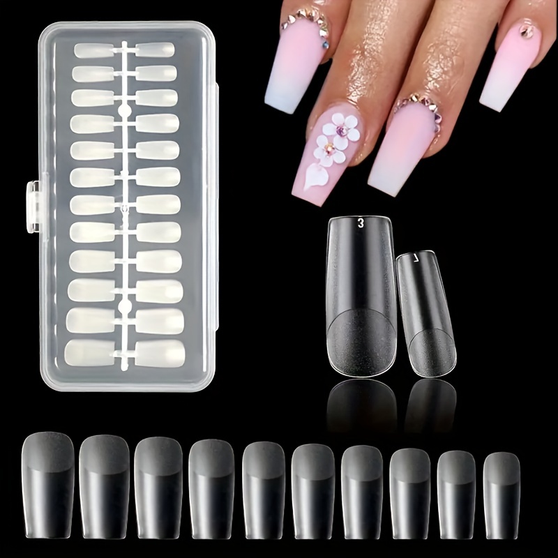 500Pcs Long Square False Nails Tips with Box